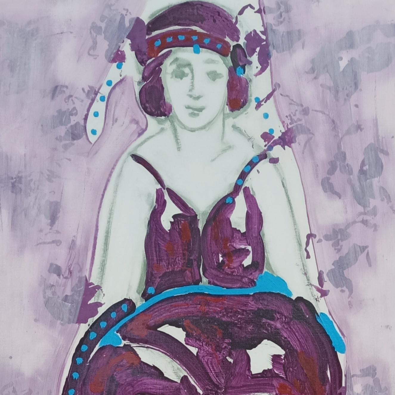 Vrouw in aubergine Vrouw in aubergine