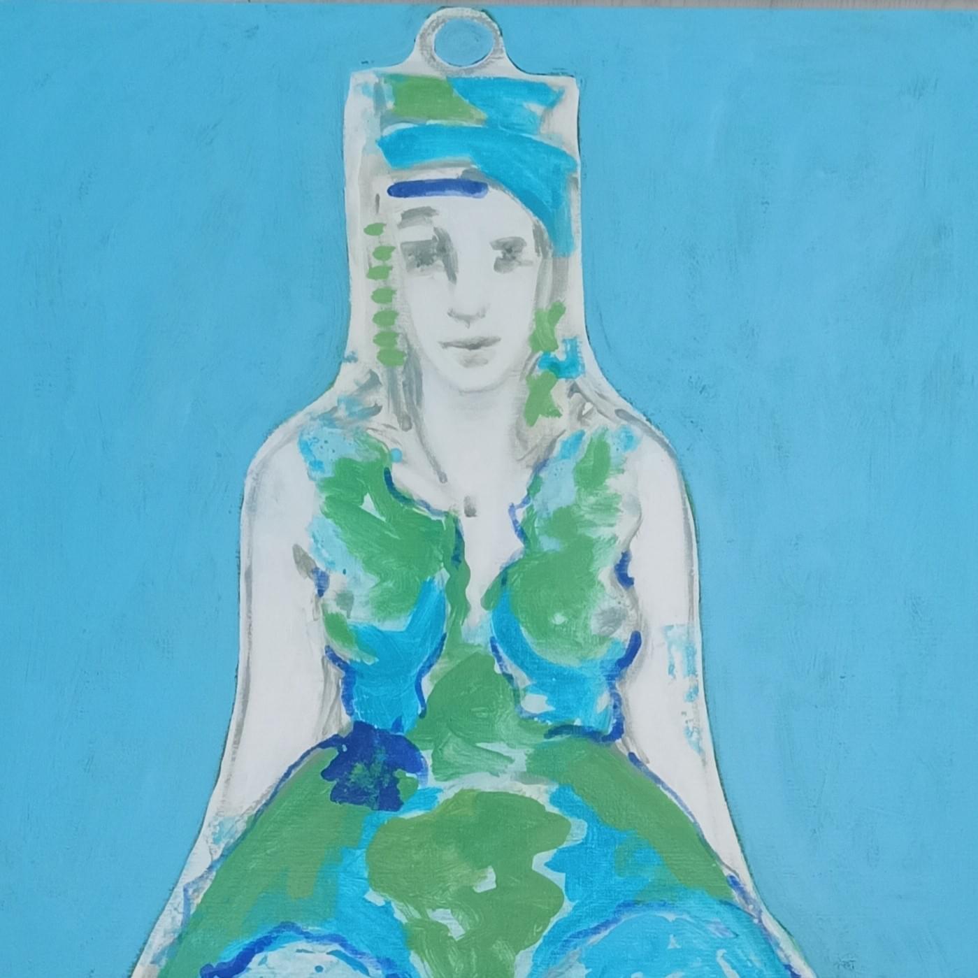 Vrouw in blauw en groen Vrouw in blauw en groen