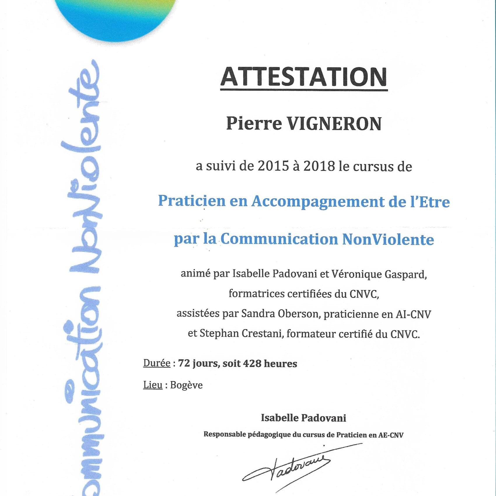attestation formation Isabelle Padovani AI CNV attestation formation Isabelle Padovani AI CNV