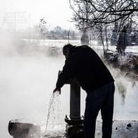 Hot spring in Winter days Hot spring in Winter days