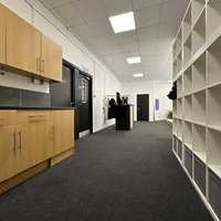Convenient storage and changing facilities helping students prepare for training.