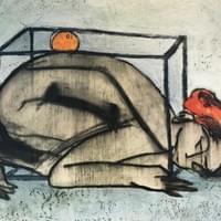 Woman in India in Box with Orange Woman in India in Box with Orange