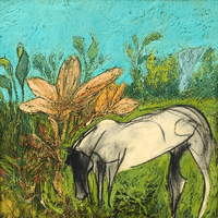 Horse in Blooming Pasture Horse in Blooming Pasture