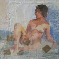 Watercolor, encaustic, handmade papers. From Encaustic workshop at Columbia Art Center.