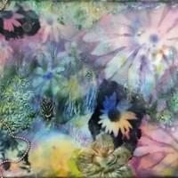 Kim Lee Binaghi. From Watson Homestead Encaustic & Mixed Media Workshop. Watercolor, encaustic, mixed media on panel.