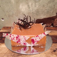 Poached pear and sesame caramel