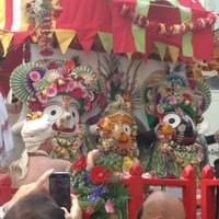 Lord Jagannath, Balabhadra, and Subhadra (Prague Rathayatra)