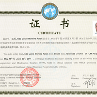 Certificado Chinês de Acupuntura
