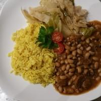 Black-eyed Peas , cabbage  & Tumeric Rice Black-eyed Peas , cabbage  & Tumeric Rice