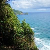 Jon had to descend down a rope to get to this beach.