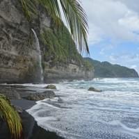 The beach at the bottom of the rope climb.