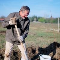 Ein weiteres Mal: Ernst Götsch in Aktion, diesmal auf dem Feld