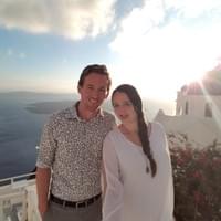 Celebrating 10 years together, in Santorini, Greece.