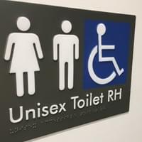 Accessible Unisex Right Hand RH Toilet braille and tactile sign Accessible Unisex Right Hand RH Toilet braille and tactile sign
