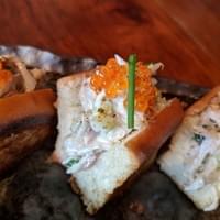 Dungeness crab roll with smoked trout roe
