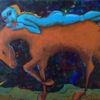 "Blue Lady with Descending Moon" / SOLD "Blue Lady with Descending Moon" / SOLD