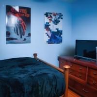 Blue bedroom with dresser Blue bedroom with dresser