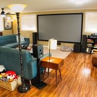 Media room with projection scr Media room with projection scr