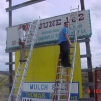 Jonathan and Adam pow-wow sign Jonathan and Adam pow-wow sign