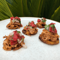 Jackfruit "Carnitas" on Tostones