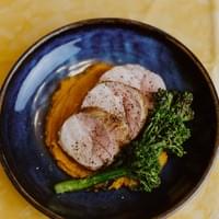 Brined Pork Tenderloin, Squash Puree & Broccolini