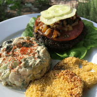 Vegan Mushroom Burger and Sides