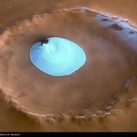 An ice lake, probably water, seen by Mars Express.