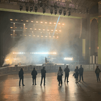 Lee Erinmez with a group of pointblank music school, music business students, visiting Royal Blood at the Eventim Apollo