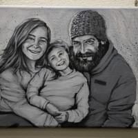 Sean C. Jones Nicholas, 2021 Acrylic paint on canvas 11 x 14 inches  Nick Farah was taken on March 31, 2019 by the Las Vegas Metropolitan Police. Cause of death was positional asphyxiation in under two minutes. He was merely traveling through Las Vegas. He is survived by two beautiful daughters. This portrait painted by artist Sean Jones is of Nicholas and his daughters. Sean C. Jones Nicholas, 2021 Acrylic paint on canvas 11 x 14 inches  Nick Farah was taken on March 31, 2019 by the Las Vegas Metropolitan Police. Cause of death was positional asphyxiation in under two minutes. He was merely traveling through Las Vegas. He is survived by two beautiful daughters. This portrait painted by artist Sean Jones is of Nicholas and his daughters.