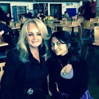 Amy with Bonnie Tyler after Amy performed at Swansea University where Bonnie Tyler is Patron.