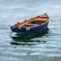 "Red Topped Skiff "  10x8 oil on board "Red Topped Skiff "  10x8 oil on board