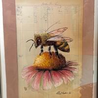 Honey Bee on Ledger paper 14" X 17 Framed Honey Bee on Ledger paper 14" X 17 Framed