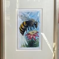 Bee on Flower Matted and Framed 16" X 20" approx Bee on Flower Matted and Framed 16" X 20" approx
