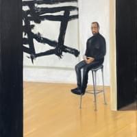 Docent at the Whitney. 16" X 20". oil on Linen Docent at the Whitney. 16" X 20". oil on Linen