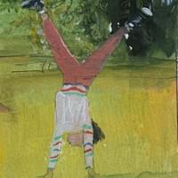 “Cartwheel” Acrylic, Watercolor, 4x6 in., 2024 “Cartwheel” Acrylic, Watercolor, 4x6 in., 2024