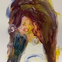 “Bubble Gum” Acrylic, Watercolor, 9x12 in., 2024 “Bubble Gum” Acrylic, Watercolor, 9x12 in., 2024