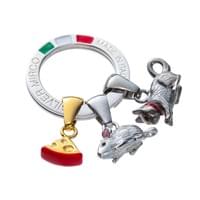 Silver Mirco charm Key ring Mouse And Cat Race Silver Mirco charm Key ring Mouse And Cat Race
