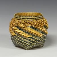 “Wishi Washi Green w/Golden Curls”  - 6”h X 6 ½”w- SOLD “Wishi Washi Green w/Golden Curls”  - 6”h X 6 ½”w- SOLD