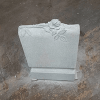 Granite Old-style Scroll Monument with Rose Placed on Top Granite Old-style Scroll Monument with Rose Placed on Top