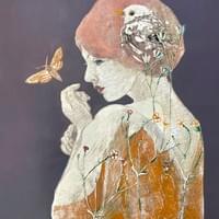 Kuun lapset II, 65x55, puupiirros ja monotypia 2024 850€ Kuun lapset II, 65x55, puupiirros ja monotypia 2024 850€