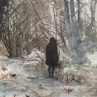 Kohti valoa / towards the light, 150x100, puupiirros ja kaiverrus vanerille 2015 Kohti valoa / towards the light, 150x100, puupiirros ja kaiverrus vanerille 2015