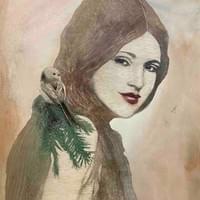 Yhteys II, 80x65, puupiirros ja monotypia 2025 1200€ Yhteys II, 80x65, puupiirros ja monotypia 2025 1200€