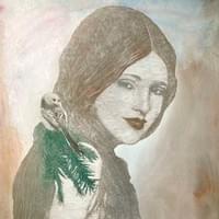 Yhteys II, 80x65, puupiirros ja monotypia 2025 1200€ Yhteys II, 80x65, puupiirros ja monotypia 2025 1200€