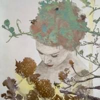 Uusi aamu, 80x63, puupiirros ja monotypia 2025 Uusi aamu, 80x63, puupiirros ja monotypia 2025