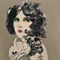 Talismaani, 60x46, monotypia ja linopiirros 2021 850€ Talismaani, 60x46, monotypia ja linopiirros 2021 850€