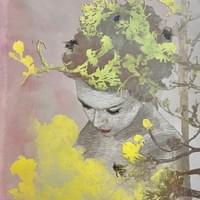 Uusi aamu, 80x62, puupiirros ja monotypia 2025 1300€ Uusi aamu, 80x62, puupiirros ja monotypia 2025 1300€