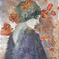 Metsä täynnä runoja/ Forest fullnof Poems ,65x55, puupiirros ja monotypia 2026 900€ Metsä täynnä runoja/ Forest fullnof Poems ,65x55, puupiirros ja monotypia 2026 900€