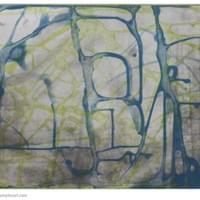 Blue Lime Green Wandering | 15.75 " x  12" | Intaglio Print Blue Lime Green Wandering | 15.75 " x  12" | Intaglio Print