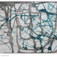 Gray and Teal Wandering | 12 " x  15.75" | Intaglio Print Gray and Teal Wandering | 12 " x  15.75" | Intaglio Print