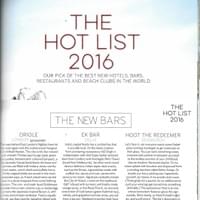 Ek Bar on Conde Nast Travellers Hot List